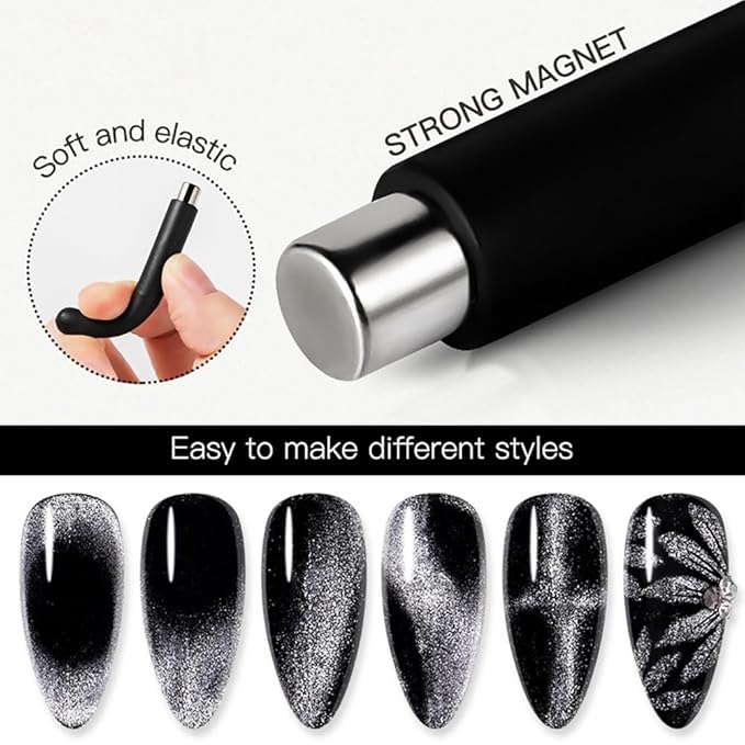 38 Pieces Cat Eye Magnet for Nails Cylindrical Strong Nail Magnet Tool Multi-Functional Nail Magnet Double Ended Magnet Wand Magnet Stick Cube Nail Magnet for Cat Eye Gel Nail Polish