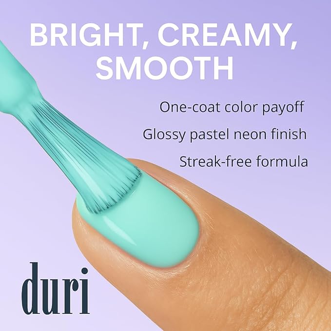 duri Nail Polish, 104S Summertime Blues, Pastel Blue Shade, Full coverage, Fast Drying, Easy at Home Application, 0.45 Fl Oz