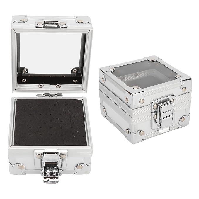 Nail Drill Bit Holder Case,25 Holes Transparent Nail Drill Bits Storage Box,Grinding Heads Storage Box with Lock,Professional Manicure Tools Display Case for Nail Bits(A)