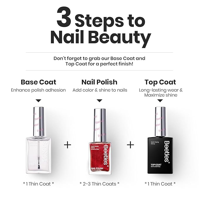 Beetles Valentines Nail Polish Set - Glamour Era 6 Colors Quick Dry Glitter Burgundy Red Gold Green Yellow High-Gloss Long-Lasting Nail Polish for Winter DIY At-Home Manicure Gift for Women