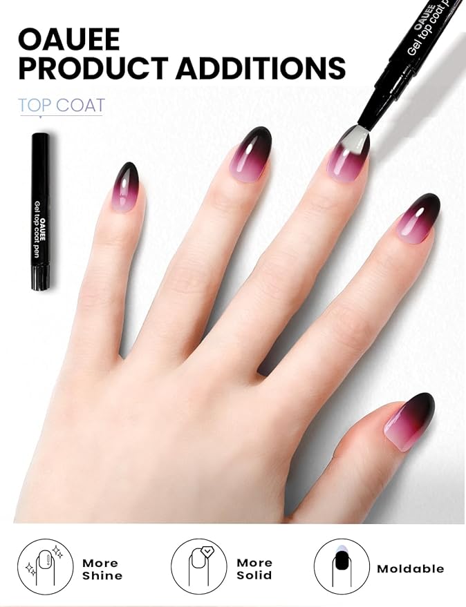Semi Cured Gel Nail Strips | Built-In Gel Top Coat | UV Light Required | Salon Quality, Easy Application And Removal (Nocturnal Fuchsia）