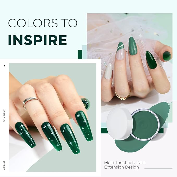 Modelones Acrylic Powder 6 Colors Acrylic Nail Powder Kit Sage Green Mist Blue Light Grey Dark Olive Shades Matcha Avocad 3D Acrylic Nail Art Nail Extension No Nail Lamp Needed