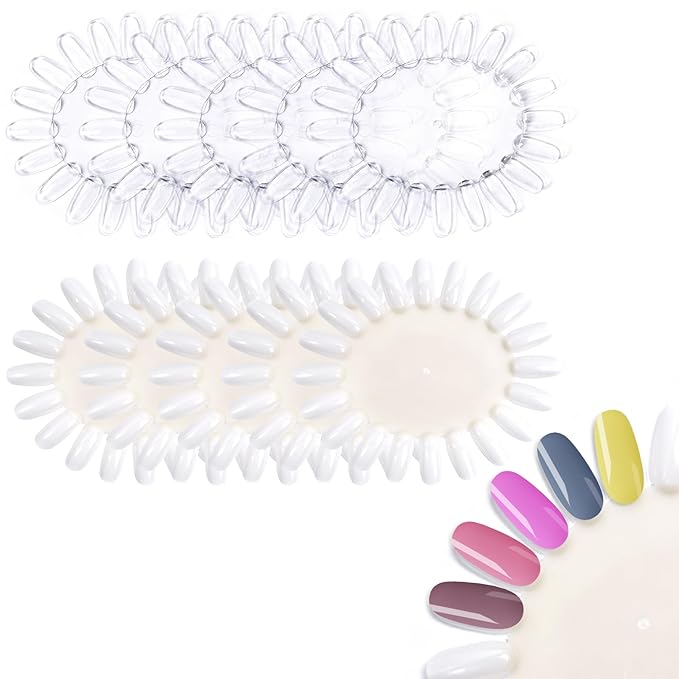 10Pcs False Nail Swatches Wheels Nail Polish Display Wheel Nail Display Color Sample Swatch Wheel Plastic Nail Art Color Tester Wheels for Manicure Swatches Color Show