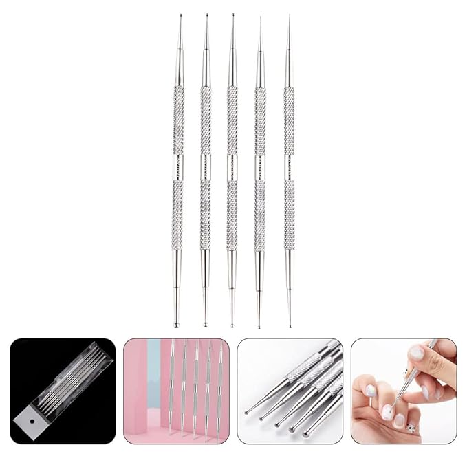Beaupretty 5pcs Nail Dotting 2 way dotting pen nail dotting tool dotting tools set Pen Ball Embossing