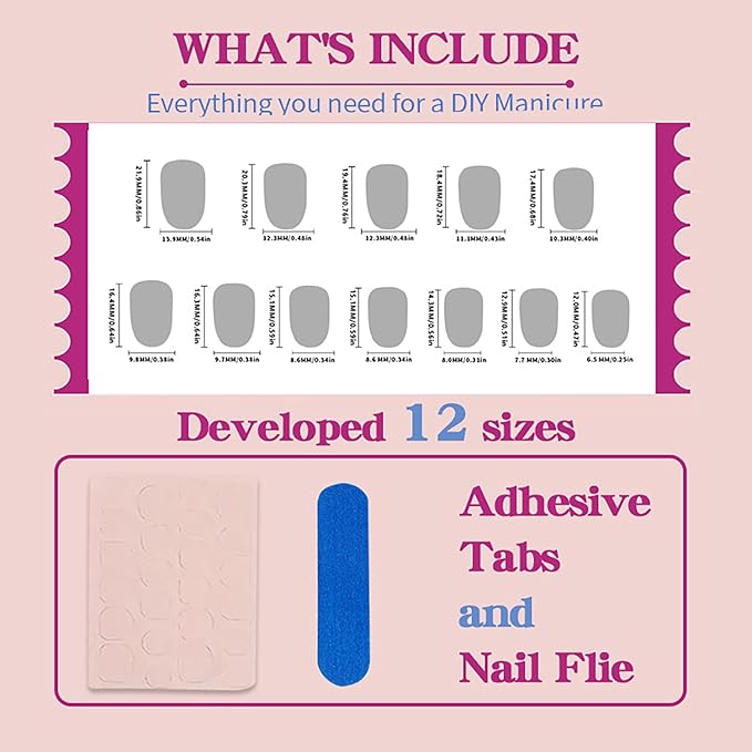 Flower Press on Nails Short Square Fake Nails with Heart Checkered Design Cute Floral False Nail Spring Stick on Nail for Women 24Pcs