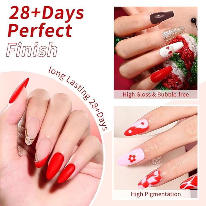 JR 12ml 10colors HEMA Free Red Gel Nail Polish Set Long Lasting Soak off UV Gel Polish Kit Nail Art DIY Manicure Salon Home Gifts for Women D Model
