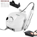 Professional Nail Drill Set 30000RPM E File Nail Drill Machine with Foot Pedal Nails Drill Bits Electric Acrylic Nail File Kits Nail Grinder for Gel Nails at Home Nail Salon Manicure Pedicure, White
