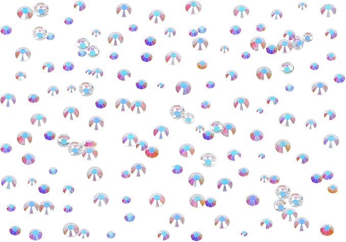 Bymitel 7200 Pieces 6 Mixed Sizes Glue Fix on Glass Rhinestones Round Crystal Gems Flatback for DIY Jewelry Making with one Picking Pen(6-Sizes 7200PCS, Starry Meteor)