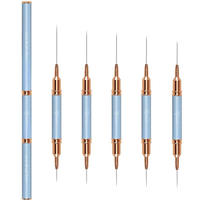 Nail Art Brushes, Double-Ended 10PCS Head Long Nail Art Liner Brushes Nail Design Brushes for Long Lines,Tiny Details,Fine Drawing Nail Brushes for Nail Art,Sizes 5/7/9/10/11/15/20/22/25/30