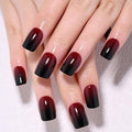 Red Black Ombre Press on Nails, Short Square Acrylic Fake Nails Design, Natural Reusable Nails Kit for Women DIY False Nail Art Decoration Gift, Salon Quality Reusable 15/30 Pcs