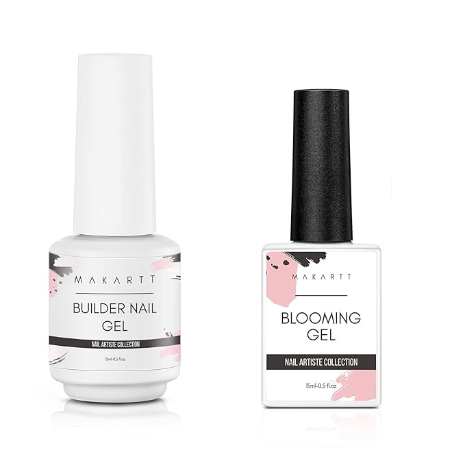 Makartt Builder Nail Gel 15 ml bundle with Makartt Clear Blooming Gel?5ml UV LED Soak Off Nail Art Polish for Spreading Effect Multifunctional Clear Gel Nail Polish Base Coat Nail Strengthener