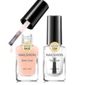 Clear Top Coat and Nude Base Coat Ridge Filler Strengthening Anti Chip Nail Polish, Non Gel, Rich in Castor Oil & Calcium, Salon Quality, Vegan, High Glossy Quick Dry Home DIY Nail Art Gift