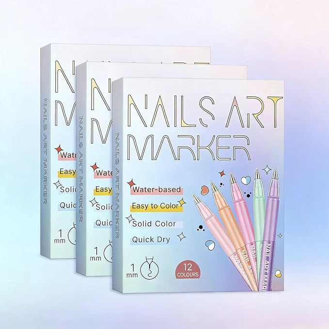 12 Colors Nail Art Pens Set, 2026 New Markers Polish Pen for 3D Nail Art Tools for Dotting Drawing Painting Point Liner DIY 7-14 Days Delivery (3SET)