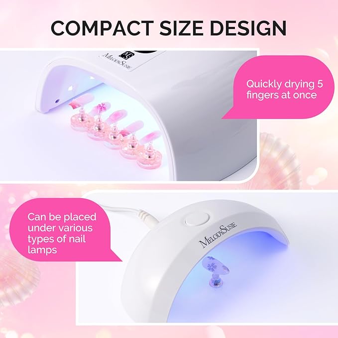 MelodySusie Nail Stand for Press Ons, Round Shell Shape Magnetic Base for Painting Display with Brush Holder and 100 Pcs Reusable Double-Sided Tape for Home DIY Salon Supplies, Pink and Brown