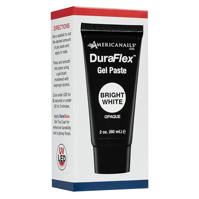 Americanails DuraFlex Gel Paste - Polygel Nail Paste for Nail Overlay and Nail Extension, Odor Free Poly Gel Nail Paste - Nail Strengthener for Durable and Lightweight Nails - 2oz Tube - White