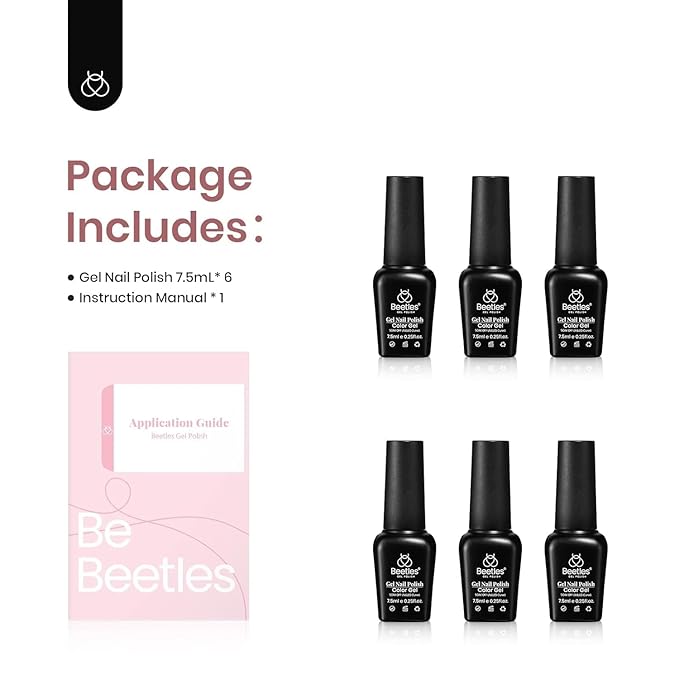 Beetles Red Gel Nail Polish, 6 Colors Burgundy Nude Red Glitter Gel Polish Marvelous Lady Collection Nail Art Design Soak Off Uv LED Nail Polish Manicure DIY Home Salon