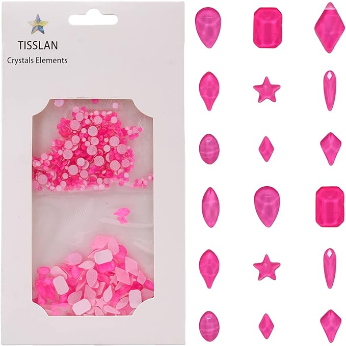 820pcs Mix Shape Neon 3D Nail Gem Luminous Party Charms Flatback Stone Iridescent Rhinestone Decoration DIY Accessory for Nail Designer Tech Bulk Pack