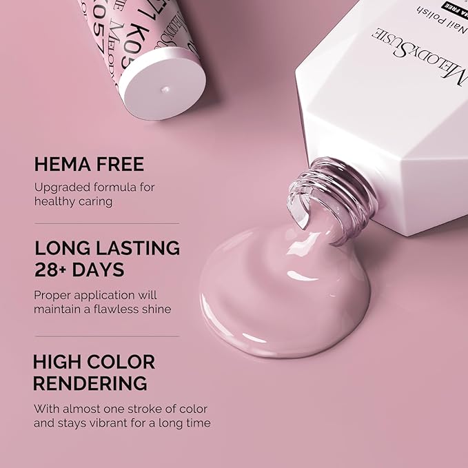MelodySusie Hema Free Gel Nail Polish, 0.5 Fl Oz Thick Lavender Nude Pink Gel Polish, Non-Toxic, Long Lasting, Soak Off UV Nail Polish, Manicure Nail Design Salon DIY Nail Art at Home K0571