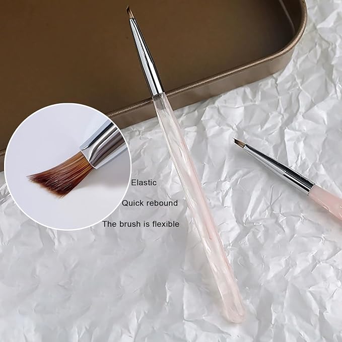 SILPECWEE Nail Brush for Drawing Petals and Butterflies, Acrylic Nail Art Paint Brushes Manicure Brush Nails Design Tool for Women Watercolor Paint & Oil Painting - Pink Marble