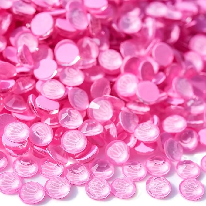 Blinginbox Flatback Rhinestones Round Gems, 1440pcs Luminous Series Glass Stones Neon Gems Non Hotfix Crystal Rhinestones for Nail Charms Crafts Clothes Tumblers,Lt.Pink Neon,SS6.
