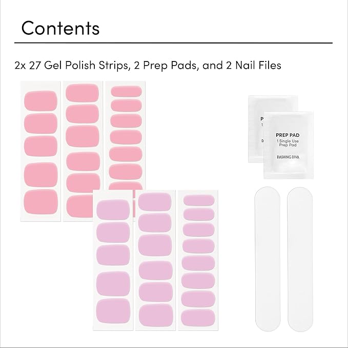 Dashing Diva Gloss Nail Strips Bundle - The Soft Pink Collection - Lovely Pink & Attitude - UV Free, Chip Resistant, Long Lasting Gel Stickers - Contains 2 Sets