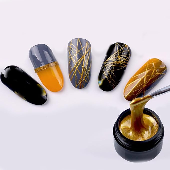 Gold Spider Gel for Nails, Gold Gel Paint for Nails Art UV LED DIY Design Manicure Spider Paint Nail Gel for Nail Art