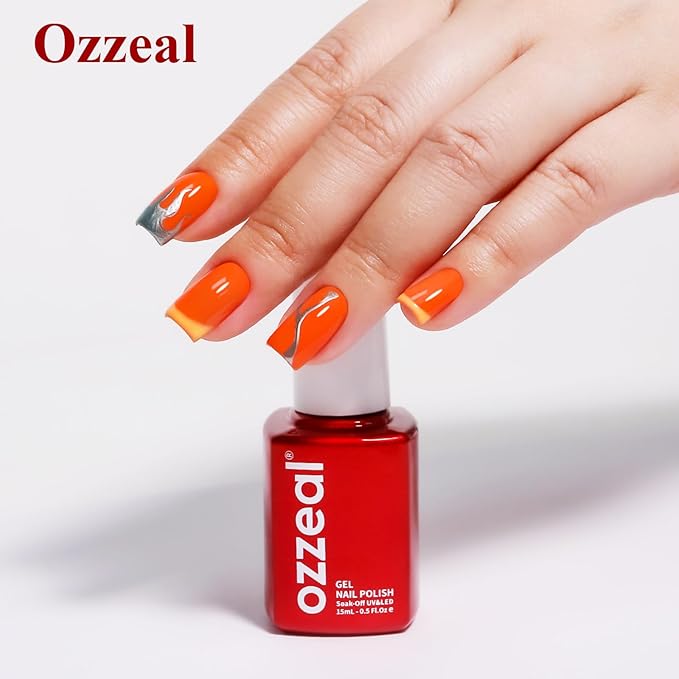 Neon Gel Polish, 0.5 Fl Oz Neon Orange Gel Nail Polish Spring Summer Soak off LED UV Gel Nail Polish Art Starter Manicure Salon DIY Nail Gel Polish Design