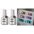 GAOY Glitter Cat Eye Gel Nail Polish Set with Matte Gel Top Coat