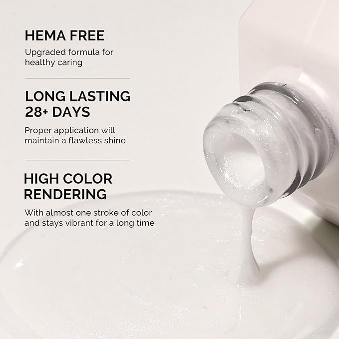 MelodySusie Hema Free Gel Nail Polish, 0.5 Fl Oz Thick White Shimmer Gel Polish, Non-Toxic, Long Lasting, Soak Off UV Nail Polish, Manicure Nail Design Salon DIY Nail Art at Home B3020
