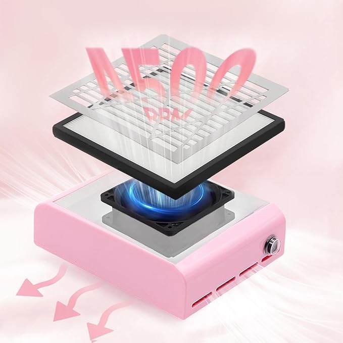 CoFashion Nail Dust Collector for Acrylic Nails Vacuum Machine, 80W Adjustable Vacuum, Electric Nails Filter for Manicure Nail Fan Dust Collector