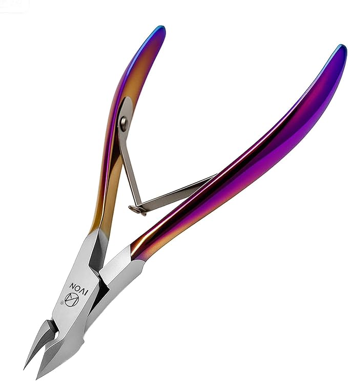 IVON Professional Cuticle Trimmer – Rainbow Finish Stainless Steel, Precision Nail Nipper for Manicure & Pedicure