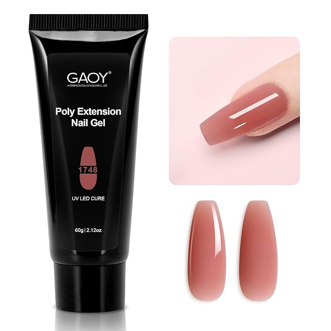 GAOY Poly Gel, 60g Pink Maroon Builder Gel Nail Enhancement for Beginner & Professional Salon DIY at Home