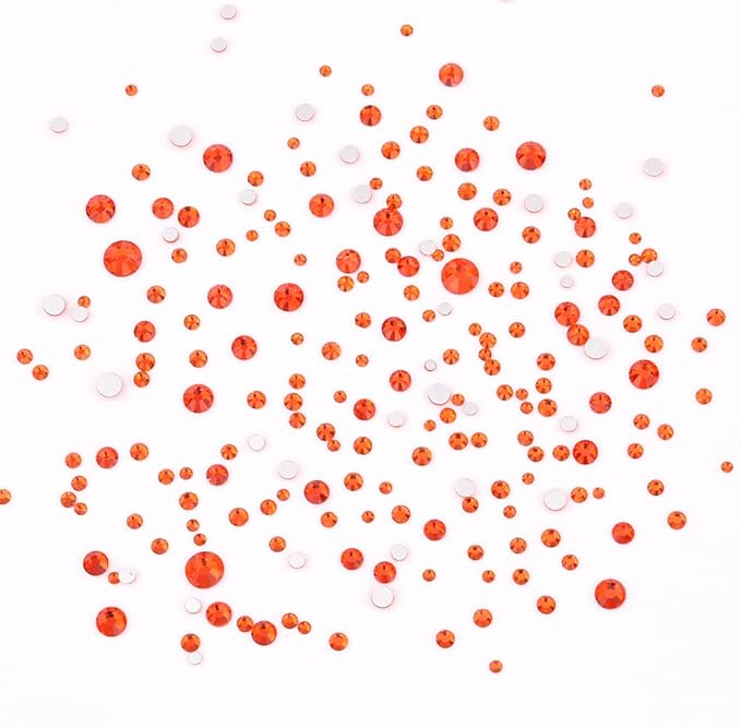 820pcs Orange Crystal Flatback Glass Mix Size Shape Nail Stones 3D Nail Decoration Rhinestone Charms Handmade DIY Craft Jewels Accessory Supply