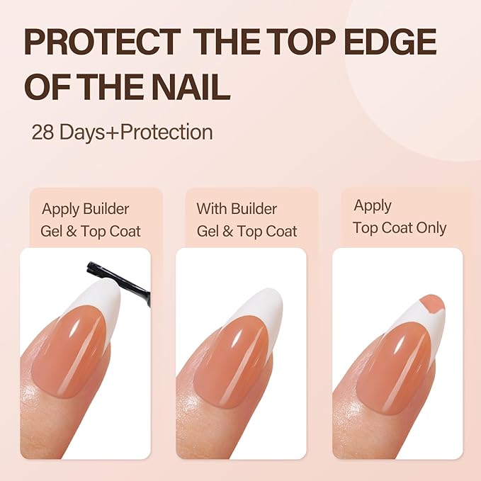 Vansiho French Gel Nail Tips, 150Pcs Medium Almond Gel Nail Tips, Brown Soft French Tips Press on Nails, Fake Nails for Nail Art DIY 15 Sizes