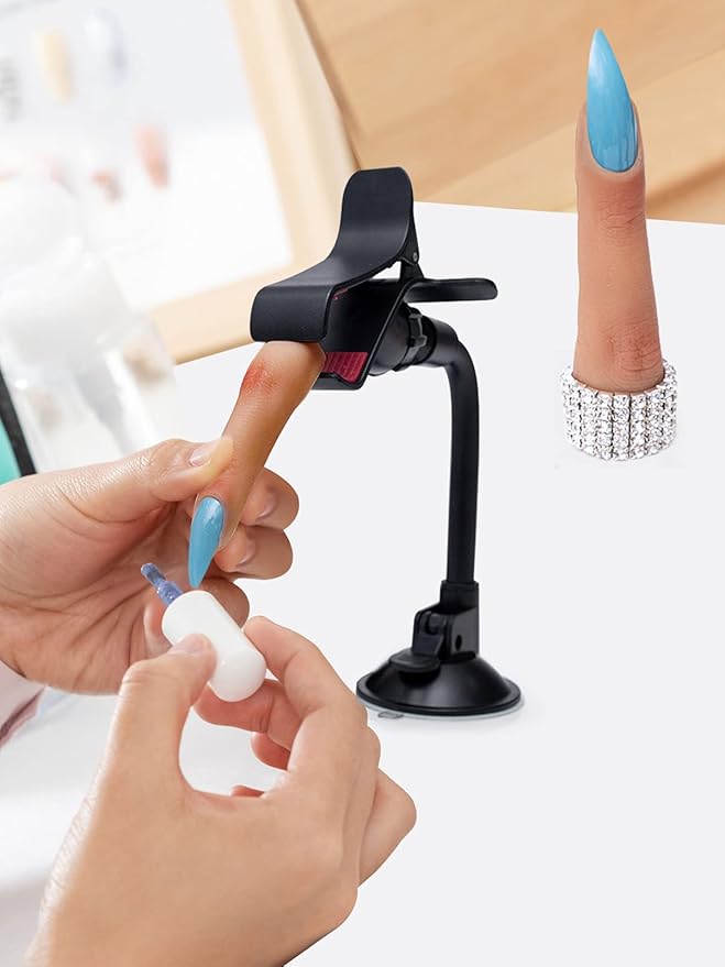 2 Pieces Silicone Practice Fingers for Acrylic Nails, Fake Training Hand Finger Model Flexible Bendable Mannequin Finger, Soft Realistic Joint Nail Practice Fingers with Makeup for Nail Art (Color 4)