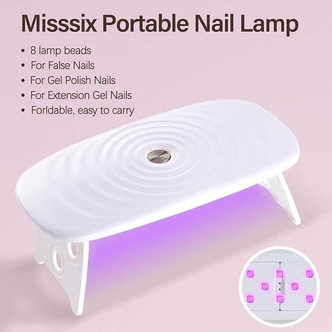 Misssix Extra Short Coffin Gel x Nail Tips Kit, 216Pcs Pre Etched Clear Fake Nails, Full Cover False Nail Gel Glue and Portable Mini U V Nail Lamp for Women 12 Sizes