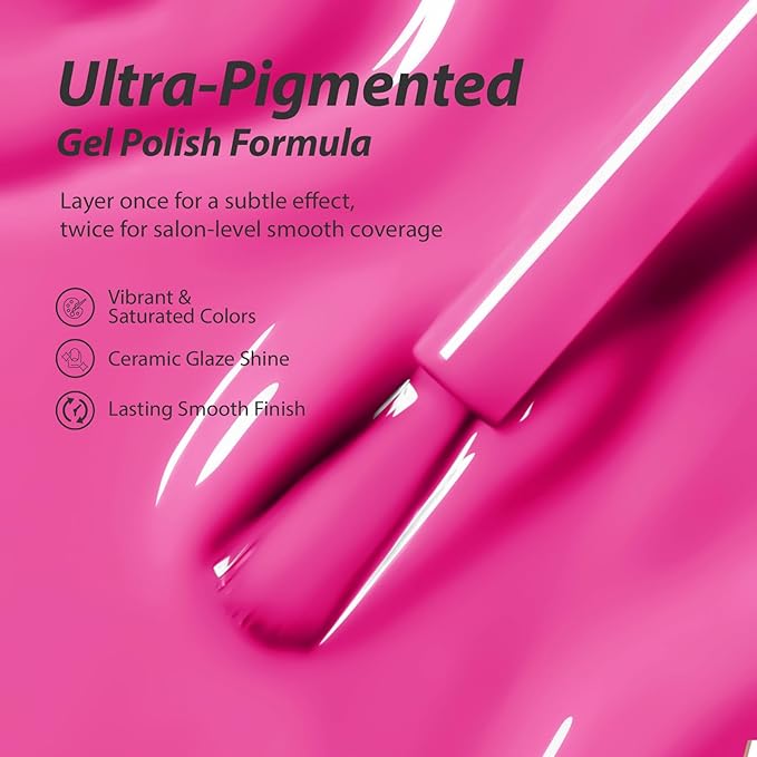 Makartt Ultra-Pigmented Rose Red Gel Nail Polish 15ml One N'Done Gel Polish One-Coat High-Gloss Ceramic Shine, Salon-Grade UV Nail Art Manicure DIY Salon Home - Pop Crush