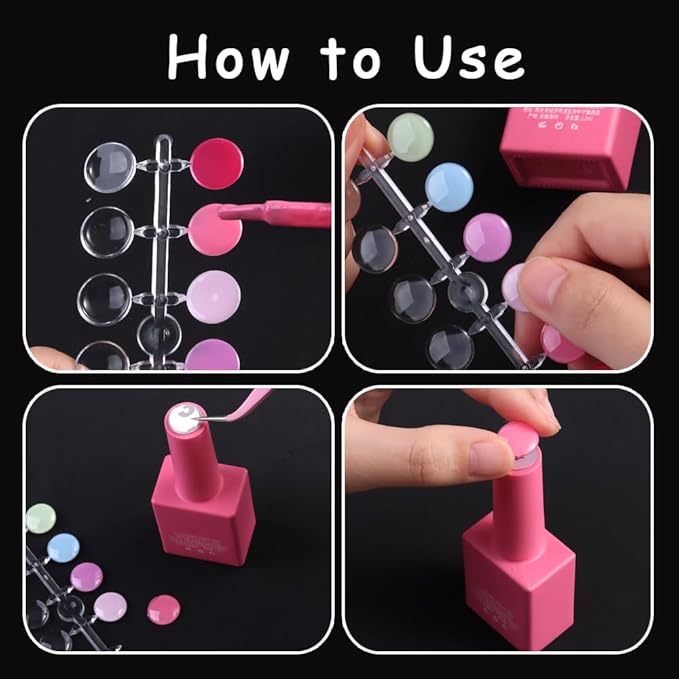 240 Pcs Nail Polish Swatch Dots Transparent Round Nail Art Polish Color Display Tips Acrylic False Nail Sample Swatches with Adhesive Sticker for Nail Polish Training Practicing Displaying