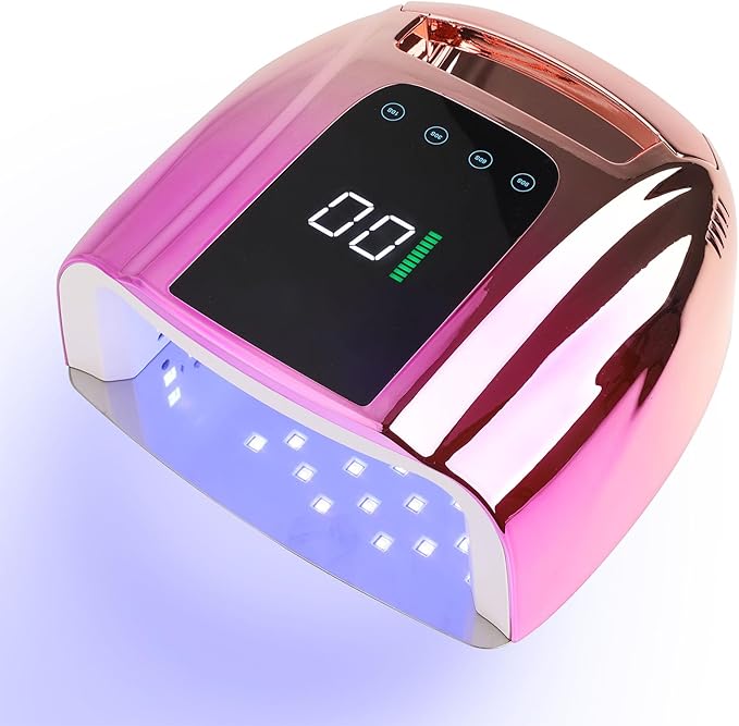 96W Rechargeable UV LED Nail Lamp UV Light for Gel Nails Cordless Gel Nail Lamp Nail Dryer with 42 Beads Smart Sensor & Metal Base
