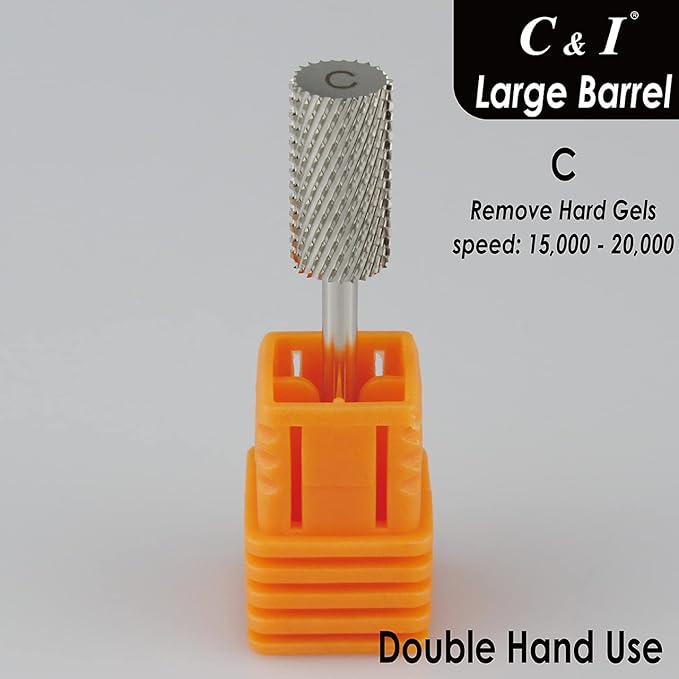 C & I Large Barrel Nail Drill Bits, Professional Electric File for Manicure Drill Machine, Nail Gels Remove, 3/32” (Coarse -C)