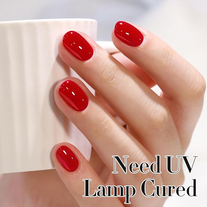 Double Rhythm 0.50 OZ Gel Polish Hema Free Same Color Same Bottle Golden Round Translucent Neutral Natural Milky 15 ML Jelly UV Polish Art DIY at Home (Dark Red-C1378)