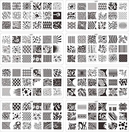 Mix Design Nail Art Stamping Stamp Plates with Template Holder Set Manicure Tools Nail Art Templates Stencils Set（21Pcs Set with Case