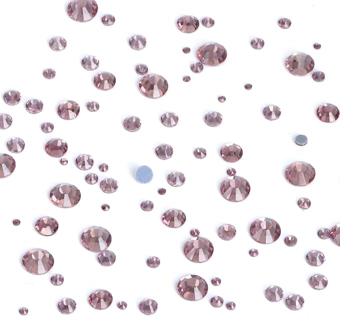 8000pcs Hotfix Rhinestones Flatback,Rhinestones for Crafts Clothes Mixed 6 Sizes, Hotfix Crystals with Wax Pencil Kit, SS4-SS30,Lt. Amethyst