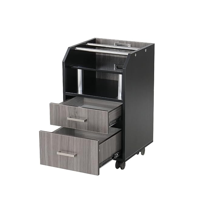 Glass Glow Pedicure Trolley Black/Dark Gray Cart for Nail Salon Furniture & Equipment