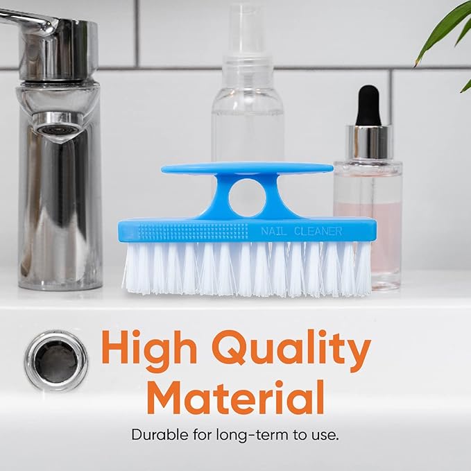 Superio Nail Brush for Cleaning Fingernails, Nail Scrubber Brush, Toe Foot Hands Fingernail Brush Cleaner- Small Scrub Brush- All-Purpose Stiff Cleaning Brush for Home, Kitchen, Work, (2, Blue/Red)
