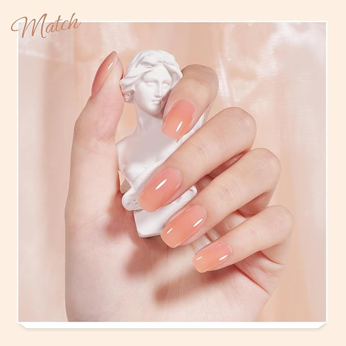 TOMICCA Nude Gel Nail Polish, 15ml Light Nude Gel Polish, Soak Off UV for Cure ， Jelly Color Long Lasting French Nail Art Manicure Salon