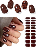 Semi Cured Gel Nail Strips (Dark Brown Amber), 20 Pcs Gel Nail Wraps, Stickers, Salon Quality, Long Lasting, Works with Any UV Lamps