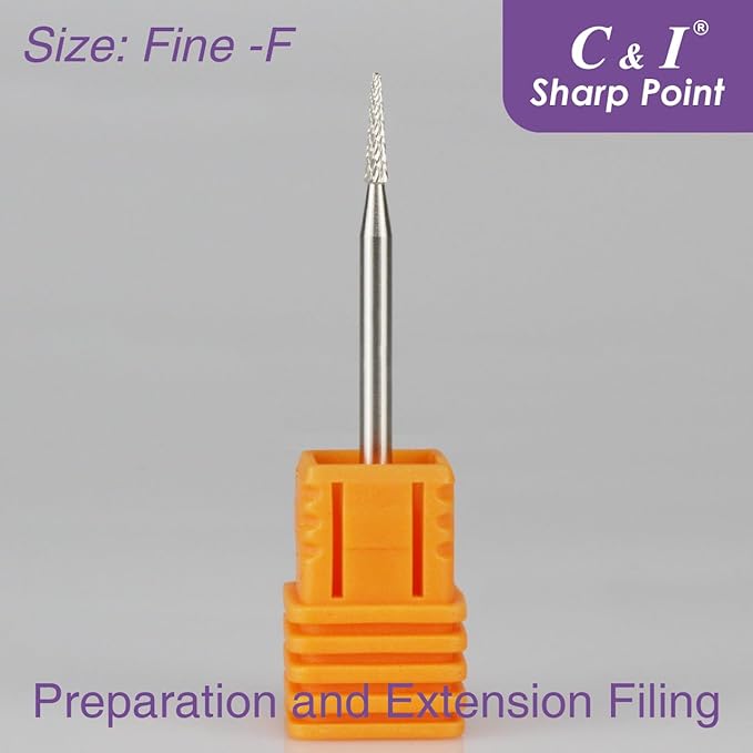 C & I Nail Drill Sharp-Point Bit Efile of Electric Nail Drill Machine Nail Techs Tool for Preparation, Extension or Cuticle Care (Fine -F)