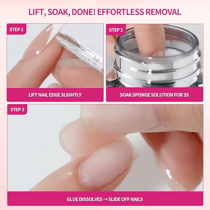 20g Solid Nail Glue Gel with 60 ML Nail Glue Remover for Press On Nails Kit, MINI UV lamp, Nails Tools, Long-Lasting Strong Adhesion, for Nail Art DIY