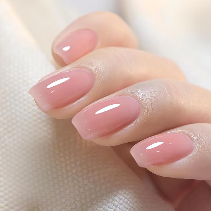 Vishine Builder Gel For Nails, 8-in-1 Jelly Rose Pink Gel Nail Polish Rubber Base Gel Polish For Nail Thickening, LED Nail Lamp Cured Nail Strengthener Extension Color Base Gel in A Bottle E052